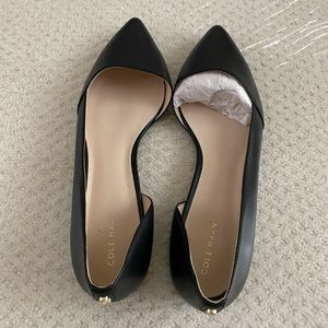 Cole Haan Bambra Skimmer II D'Orsay Flat Black Leather Size 9
